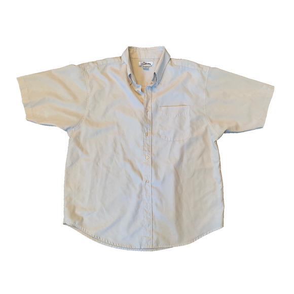 Tri-Mountain Shirt Mens XL Extra-Large Casual Short Sleeve Beige Collared Shirt - Picture 1 of 11
